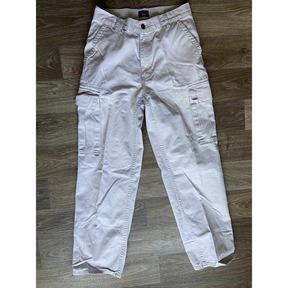 Tommy Jeans Mens Cargo Pants 30x32 Khaki Straight Leg Cotton Twill Trousers